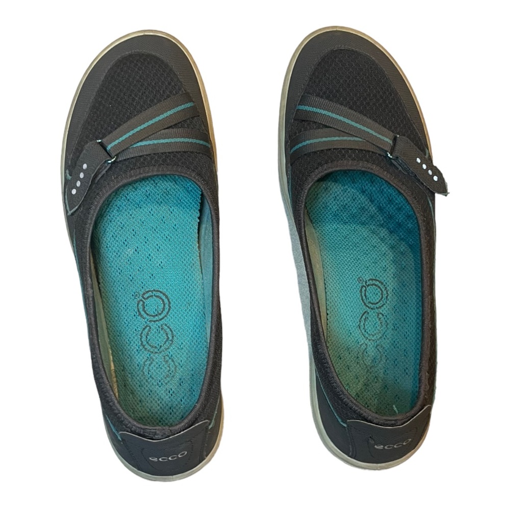 Ecco Womens Gray Casual Walking Slip On Comfort Flat Shoes Slip On Sz 40EU 9US